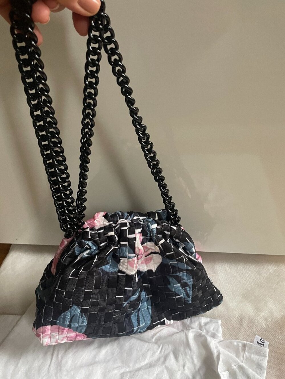 Maria La Rossa woven fabric shoulder bag, Made in Italy
